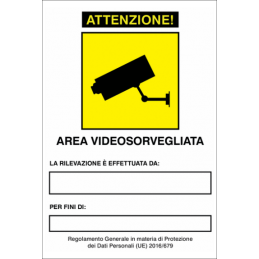 Cartello, adesivo per AREA SOTTOPOSTA A VIDEOSORVEGLIANZA