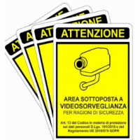 Segnaletica rigida ed adesiva per zone video sorvegliate